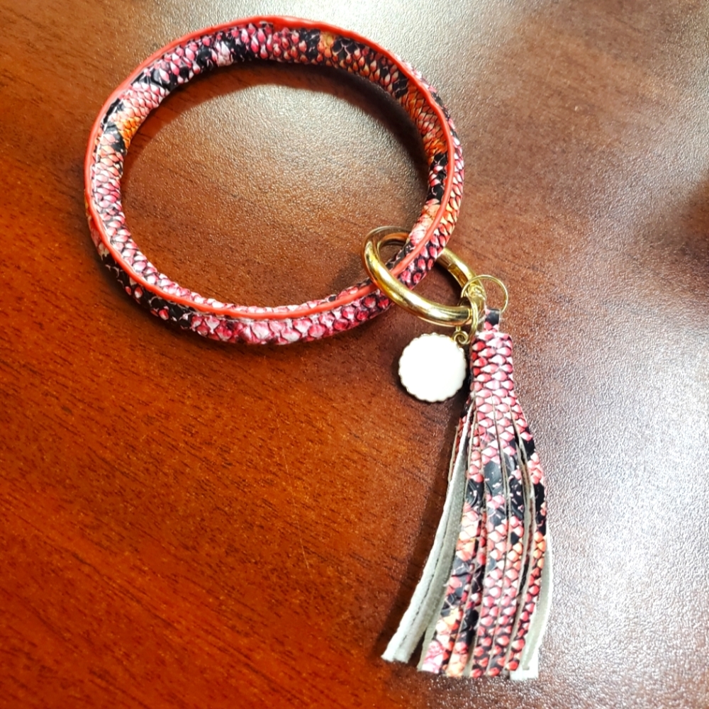 Pink Snakeskin Keychain Wristlet